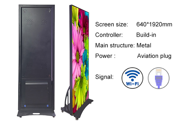 Shopping Mall Digital Information Sign Movível LED Poster Screen Frame Metal