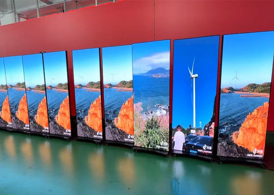 Shopping Mall Digital Information Sign Movível LED Poster Screen Frame Metal